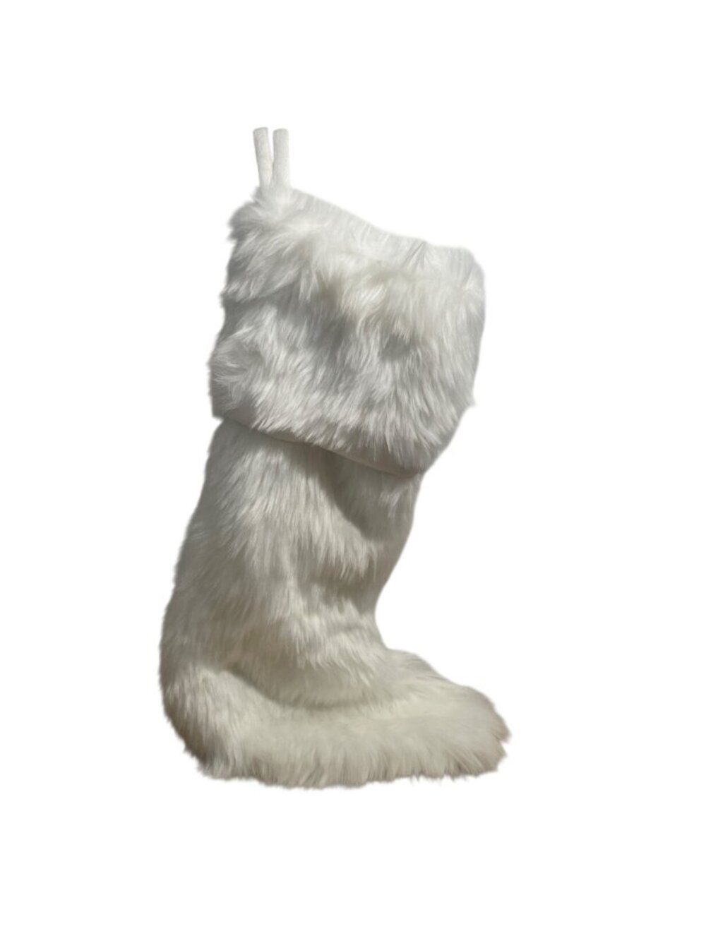 Nicole Miller Home White Faux Fur Christmas Stocking 20" Plush Acrylic Polyester